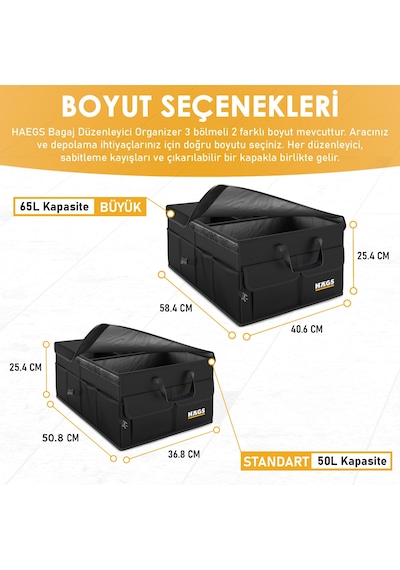 Haegs Araba Bagaj Çantası 50 L Siyah