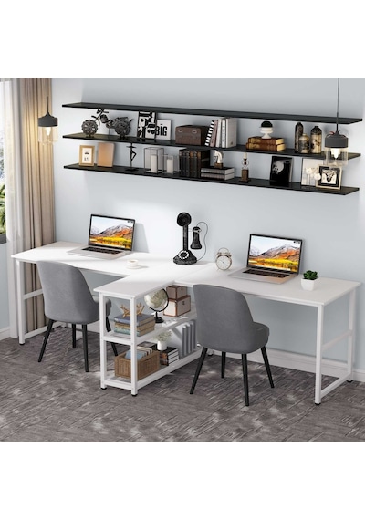 Zizuva  Zizuva Tasarım Kitaplıkla Bölmeli Modern 2 Kişilik Çalışma Masa  (541151243)