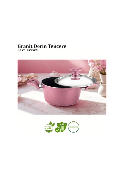 10 Parça Granit Set Çelik Kapak - Mürdüm Mürdüm