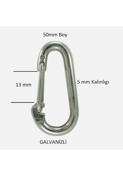 Periboia Baş Zincir Karabina Yaylı 6 Mm Galvanizli 2 Adet Çok Renkli