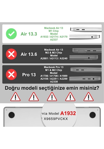 Klasse Macbook Air 13.3 İnç 2018-2022 Arası M1 Çip İle Uyumlu Şeffaf Dayanıklı Koruyucu Kılıf, Ultra İnce Kabuk Koruma Sert Kapak A1932 A2174 A2179 A2337 Şeffaf Belirtilmemiş
