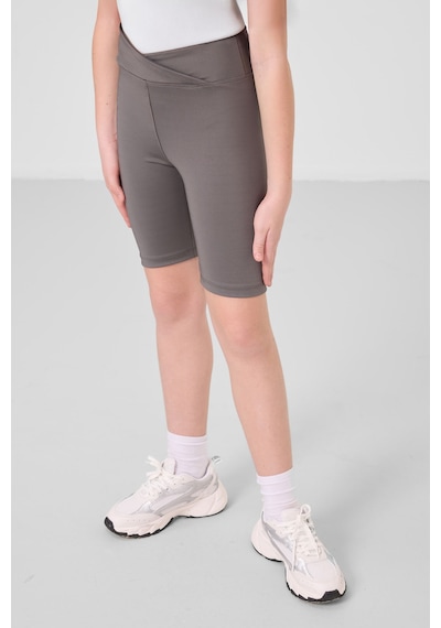 Tommylife Beyaz-koy U Gri V Yaka Kemer Detaylı Standart Fit Performans Kız Çocuk Tayt Takım - 75187 Beyaz