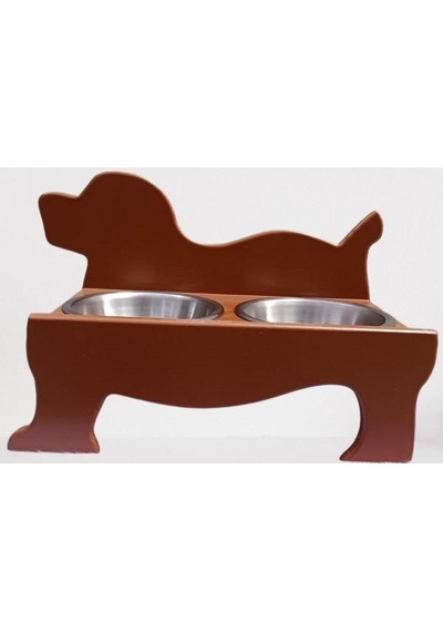 Hobi Erc Model 90374 Köpek Mama Ve Su Kabı Seti Mdf Ceviz Renk Paslanmaz Tabak