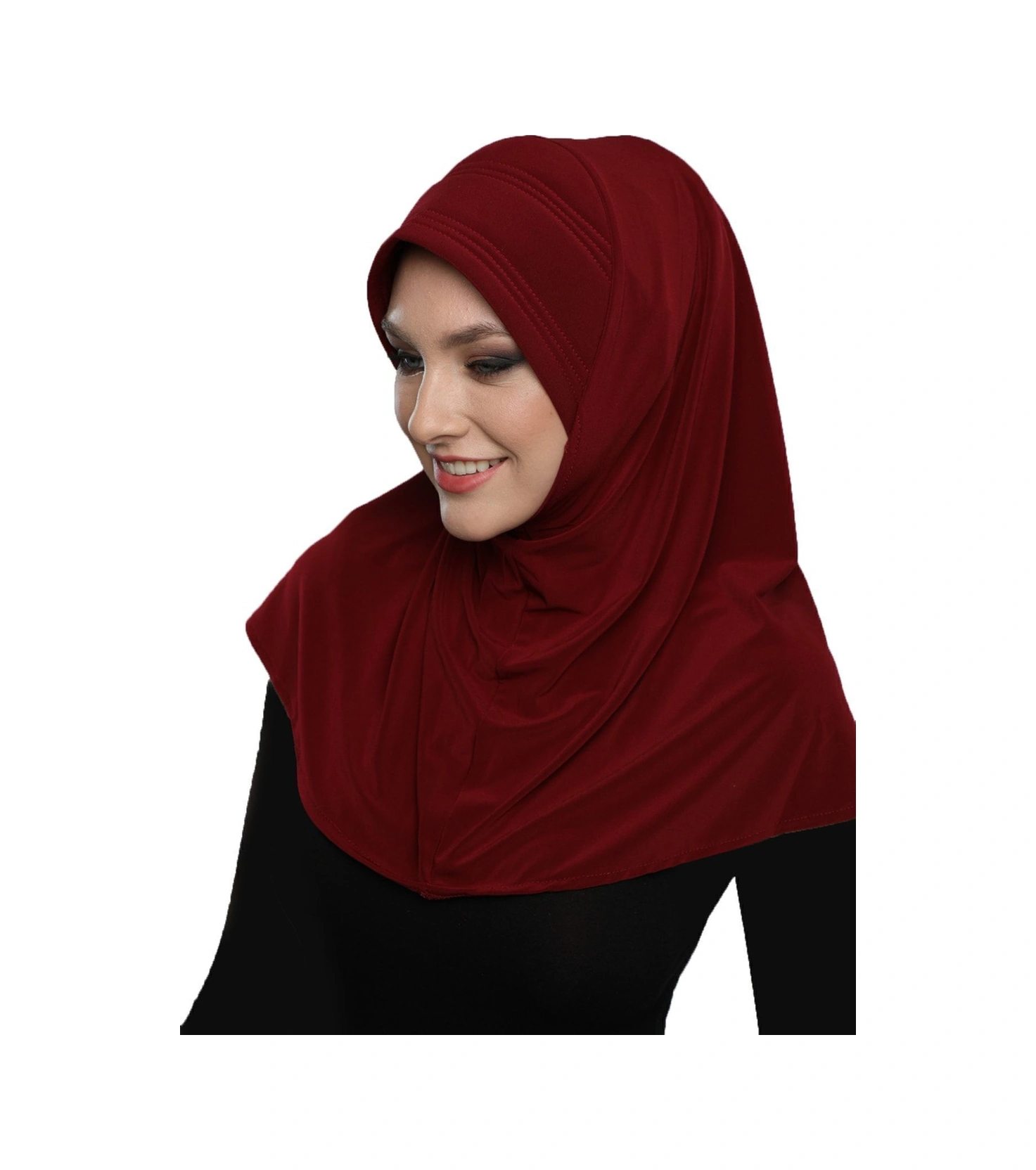 Elysianfidan Takmatik Sade Bordo Hazır Türban Tesettür Havuz Bonesi Namaz Örtüsü Bordo