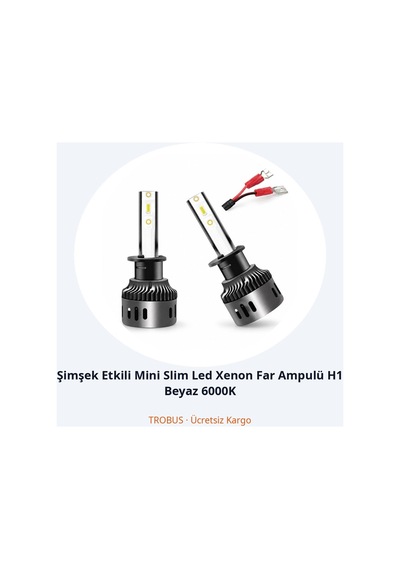 Trobus Şimşek Etkili Mini Slim Led Xenon Far Ampulü H1 Beyaz 6000k