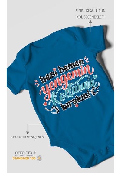 Morivokids Yengeye Özel Kısa Kollu Bebek Body %100 Pamuk Koyu Mavi