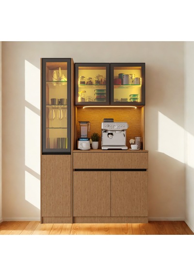 Nordıc Wood Led Li Kahve Köşesi Ünitesi Sol Vitrinli Füme Cam Komple Mdf Modern Mutfak Dolabı Kahverengi Nordıc Wood Led Li Kahve Köşesi Ünitesi Sol Vitrinli Füme Cam Komple Mdf Modern Mutfak Dolabı Kahverengi