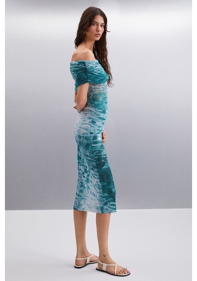 Ethıquet JAVIERA Kadın %100 Polyester Slim Desenli Etek