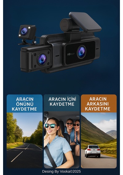 Araç İçi Wifi Dvr Kamera Full Hd 1080p Dashcam Gece Görüşlü G-sensörlü Park Modu Mobil