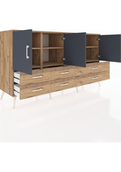 Hyperion Konsol 6 Raflı 6 Çekmeceli 4 Kapaklı 176x44x99 Çam-antra Çam-antrasit/çam Hyperion Konsol 6 Raflı 6 Çekmeceli 4 Kapaklı 176x44x99 Çam-antra Çam-antrasit/çam