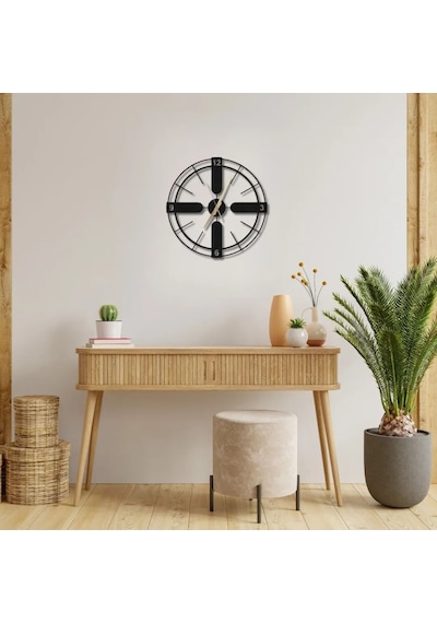 Metal Duvar Saati Italyan Tarzı Modern Dekoratif Saat Siyah-52 X 52