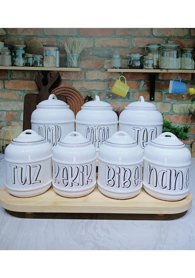 7 Parça Tasarım Baharatlık Seti Tea/coffee/sugar Tuz/kekik/biber/nane Pinterest Kavanoz Seti