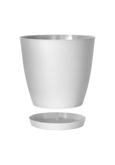 Pina Saksı Tabaklı Drenaj Delikli Plastik Çiçek Saksısı 2 Adet, Beyaz, 2.5 Litre Belirtilmemiş