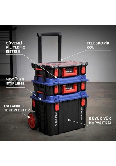 Workpro Wp283032 54lt 56x44,2x50cm Tekerlekli Kilitli Profesyone