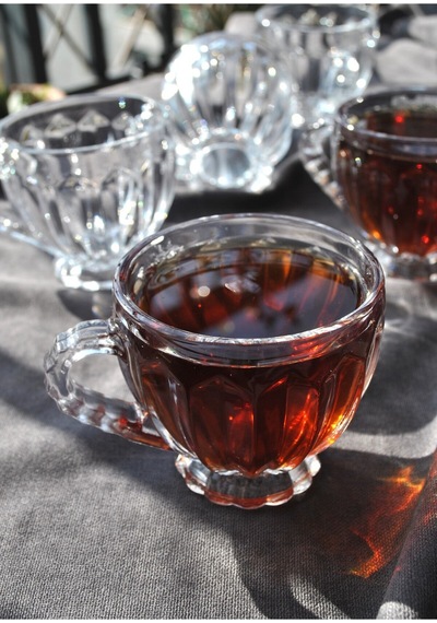 4'lü Cam Çay Bardağı Kulplu Ayaklı Çay Kupa Bardak 205 Ml- Mercan Şeffaf