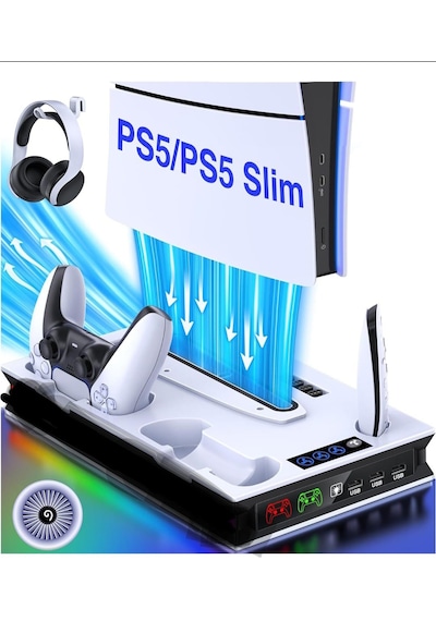 Ps5 Slim Fonksiyonel Fanlı Şarj Standı Led Göstergeli Yh60