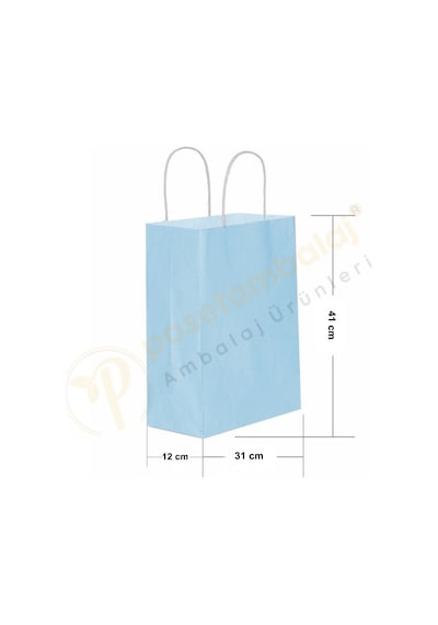 Mavi Kraft Çanta Büyük Boy 31x12x41 Cm 25 Adet