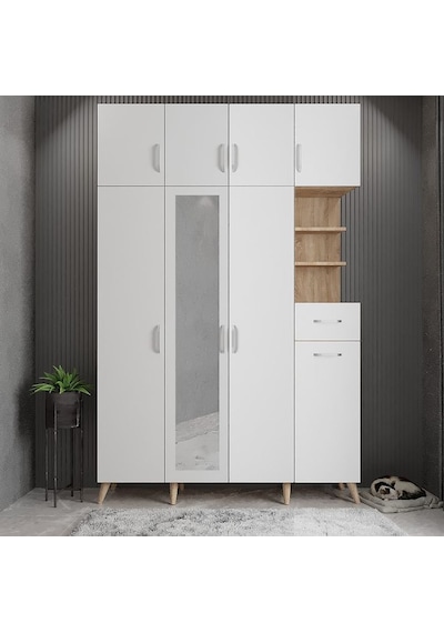 Açelya Portmanto Vestiyer Meşe Beyaz140cm M11