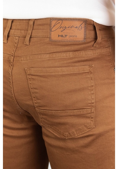 HLT Jeans Erkek Kiremit Slim Kesim Comfort Likralı Denim Esnek Jeans Kot Şort Thomas-Kiremit 001
