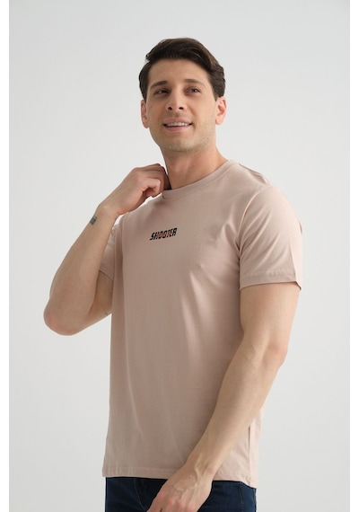 Shooter Sportwear Shooter Erkek T-shirt Minimal Baskılı Pamuklu Kumaş Standart Kalıp Taş Shooter Sportwear Shooter Erkek T-shirt Minimal Baskılı Pamuklu Kumaş Standart Kalıp Taş