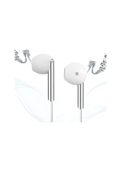 K103 3.5mm Jack Girişli Metal Yüksek Ses Sporcu Kulak İçi Extra Bass Beyaz Kulaklık Stereo Beyaz