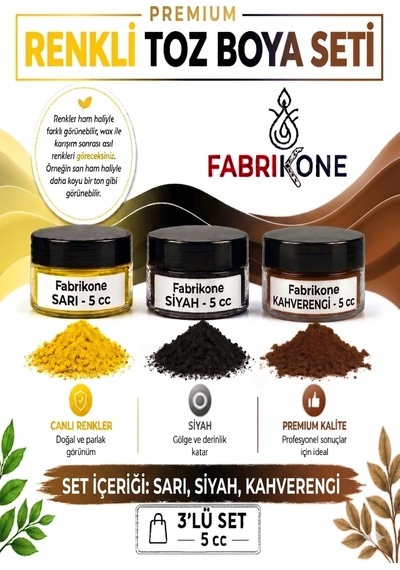 3'lü Set Premium Parafin Soya Wax Toz Mum Boyası Hobi Seti - 5 Cc Sarı, Siyah, Kahverengi Bkfab3srskh5g Çok Renkli