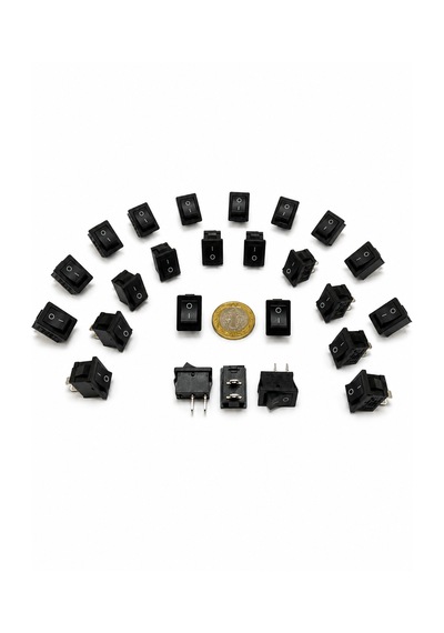 Kare Işıksız On/off Anahtar Switch 2 Pin 15x21 Mm Siyah Anahtar 25 Adet 6A-250V