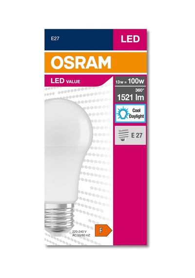 Osram 4052899971042 Led Cla 100 13 W 1521 Lümen 6500 Kelvin Beyaz Işık E27 Duy Ampul, 12x6x6 Cm