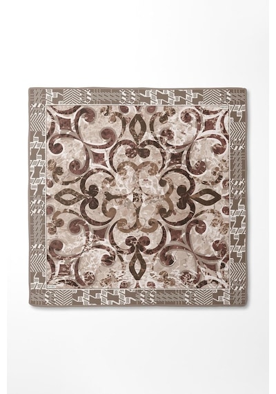 Levidor Desenli Twill İpek Eşarp-0918 Sütlü Kahve