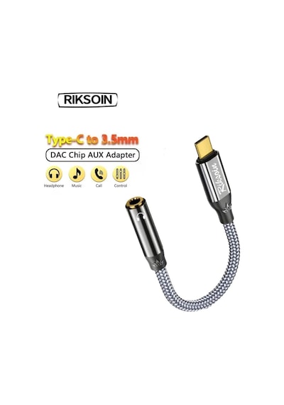 Riksoin Type-c To 3.5mm Jack Aux Dac Çip+hi-fi Ses + Ce Lisanslı Riksoin Type-c To 3.5mm Jack Aux Dac Çip+hi-fi Ses + Ce Lisanslı