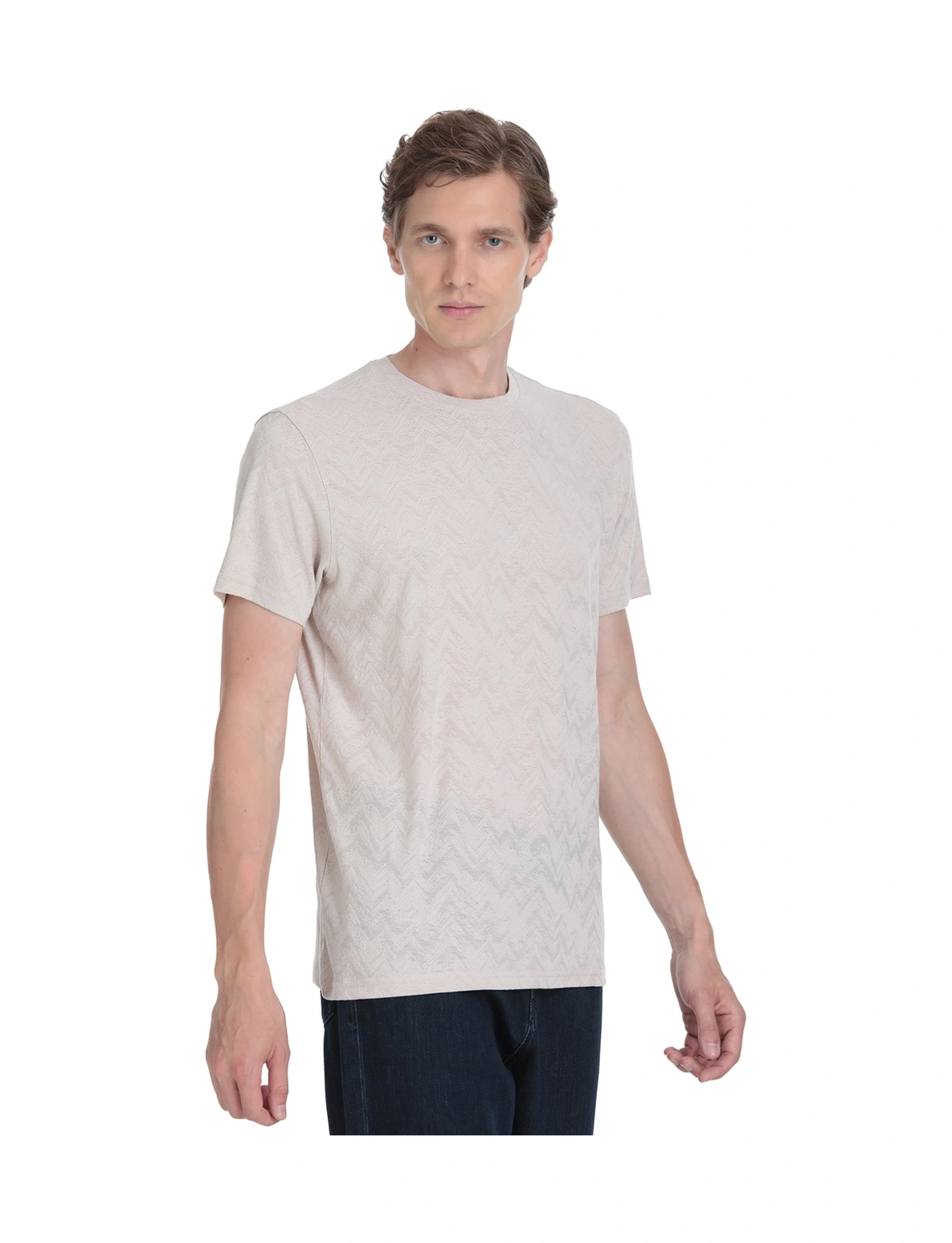 Hatemoğlu Ekru Regular Fit Bisiklet Yaka Tişört 35799 453419