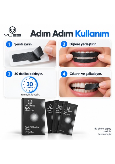 Yues Pap+ Kömürlü Diş Beyazlatma Bandı 28 Şerit 14 Uygulama