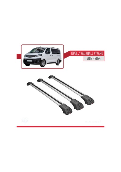 Opel / Vauxhall Vivaro 2019 Ve Sonrası İle Uyumlu Ace-1 Ara Atkı Tavan Barı Gri 3 Adet Bar