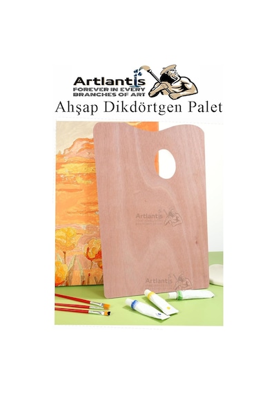 Ahşap Dikdörtgen Palet Naturel 20x30 Cm 1 Adet Orta Boy Ahşap Boya Paleti Resim Boyama Tepsisi Akrilik Guaj Karıştırıcı