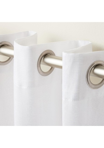 Özel Grommet Top Keten Pencere Perdeleri, Polyester, Kış-beyaz, 96 İnç Uzunluk