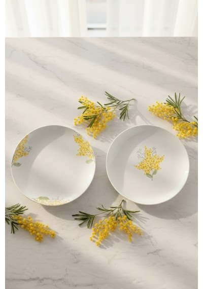 Rakle Mimosa Seramik 4'lü Pasta Tabağı Seti 19 Cm Çok Renkli