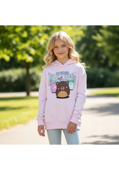 Squish Kapüşonlu Kız Çocuk Tunik Sweatshirt Pembe