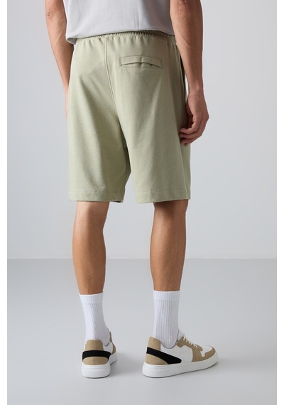 Tommy Life Çağla Pamuklu Kalın Yumuşak Dokulu Comfort Fit Basic Erkek Şort - 81261 Çağla