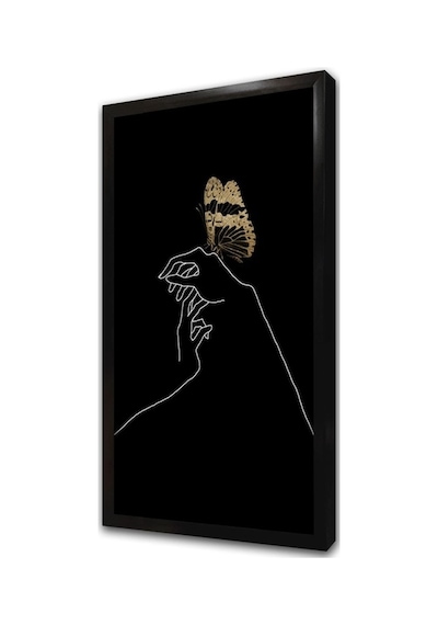 Eller Ve Kelebek Line Art Çerçeveli Mdf Tablo-172129