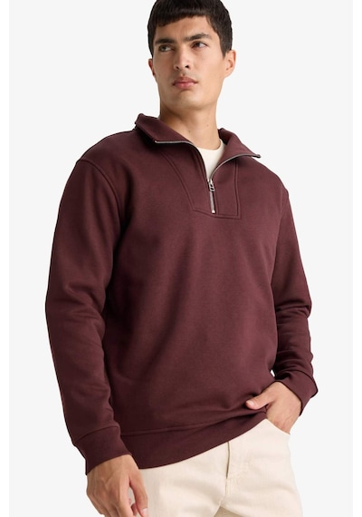 Defacto Regular Fit Yarım Balıkçı Yaka Fermuarlı Kalın Sweatshirt F4136ax25aubr230 Bordo