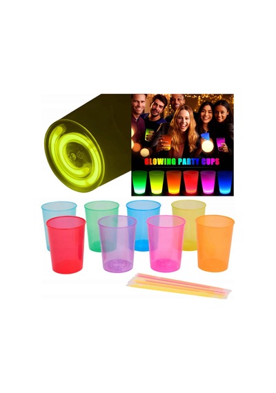 Karanlıkta Yanan Gece Işığı Mega Glow Bardaklar 8 Adet 8.5 X 10.5 Cm 5615 "