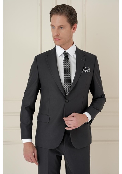 Efor Slim Fit Çift Yırtmaç Mono Yaka Klasik Antrasit Takım Elbise Tk 912 Antrasit Efor Slim Fit Çift Yırtmaç Mono Yaka Klasik Antrasit Takım Elbise Tk 912 Antrasit