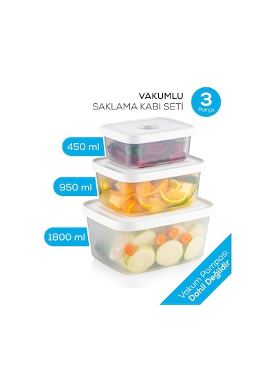 Vienev Vacuumfresh 3 Parça VakuMLu Gıda Saklama Kabı Seti