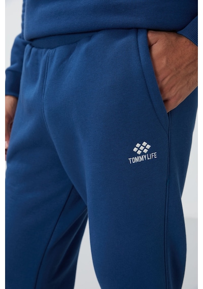 Tommy Life Parlament Pamuklu Kalın İçi Tüylü Yumuşak Dokulu Comfort Fit Nakışlı Erkek Eşofman Takım -85265 Mavi