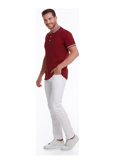 Hatemoğlu Regular Fit Pamuk Polo Yaka Erkek Tişört Bordo