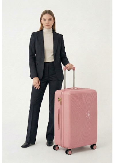 U.S. Polo Assn. 3'lü Valiz Seti %100 Polipropilen Valiz 4x2 Teker Pembe 26040 Pembe