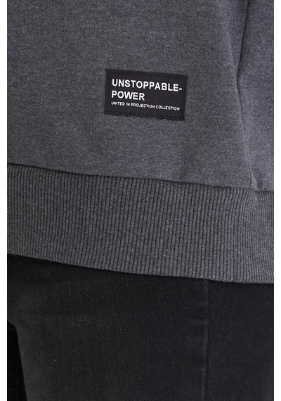 Comeor Kadın Antrasit Basic Bisiklet Yaka Regular Fit Rahat Sweatshirt 001