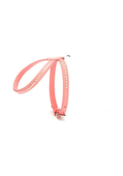 Taşlı Deri Köpek Göğüs Tasması 1,2 X 21-30 Cm Pembe Çok Renkli