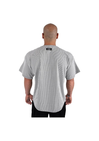 Full Power Gym Oversize Ragtop Spor Tişört Beyaz Çizgili
