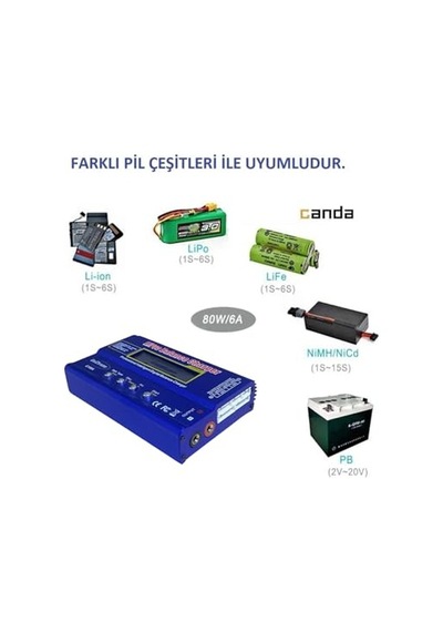 Unichrome Imax B6 80w Rc Lityum Pil Şarj Cihazı 18650 Lityum Pil Şarj